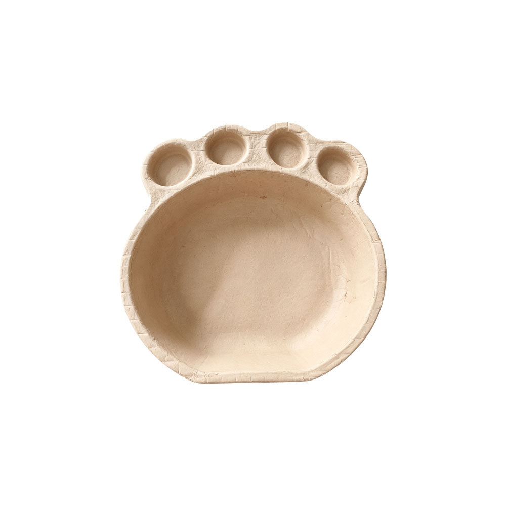 Paw-shaped disposable molded pulp litter tray